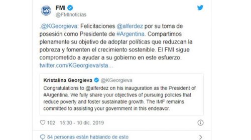 La directora del FMI felicitó a Alberto y respaldó su objetivo de reducir la pobreza