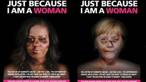 Publican fotos de Michelle Obama y Angela Merkel con golpes en el rostro