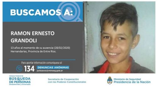 Ramón Grandoli entró al sistema nacional de búsqueda de personas