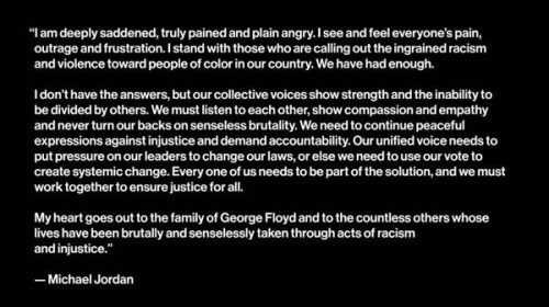 “Ya hemos tenido suficiente”, dice Michael Jordan tras la muerte de George Floyd