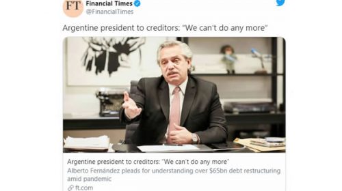 Alberto, a los bonistas: “Esta es la última oferta que hace la Argentina”