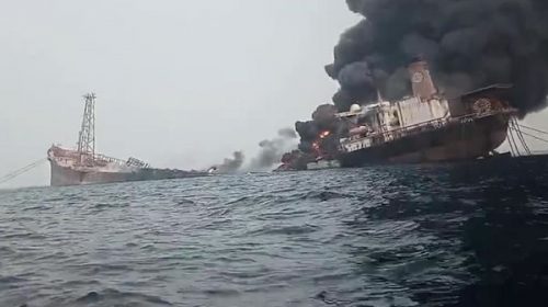 Explotó un buque petrolero frente a las costas de Nigeria y hay un desastre ecológico