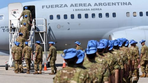 Taiana despidió a los Cascos Azules que viajaron para sumarse a la misión de paz de la ONU en Chipre