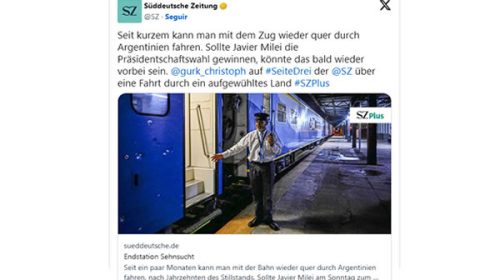 Un diario alemán advirtió sobre la privatización de trenes planteada por Milei Un diario alemán advirtió sobre la privatización de trenes planteada por Milei