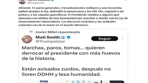 “Después no lloren DDHH y lesa humanidad”: el retuit amenazante de Milei a los universitarios y el cruce de Lousteau que recordó a Alfonsín